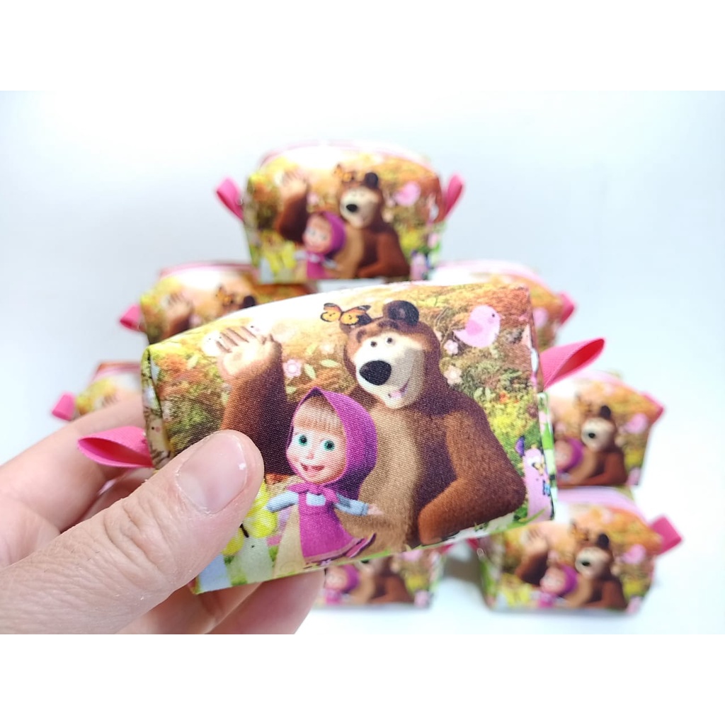 Kit c/20 Porta Moeda Personalizado Masha e o Urso Lembrancinhas de Aniversario batizado Bolsinhas