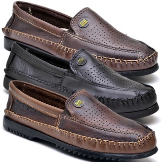 3 Pares Sapato Mocassim Masculino Couro Confortável Dia a Dia Promoção