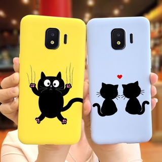Capa Flexível De Silicone / Tpu Preto Gato Fofo Para Samsung Galaxy J2 Core Sm-J260F / G J2 Pro J2 2018 Sm-J250F