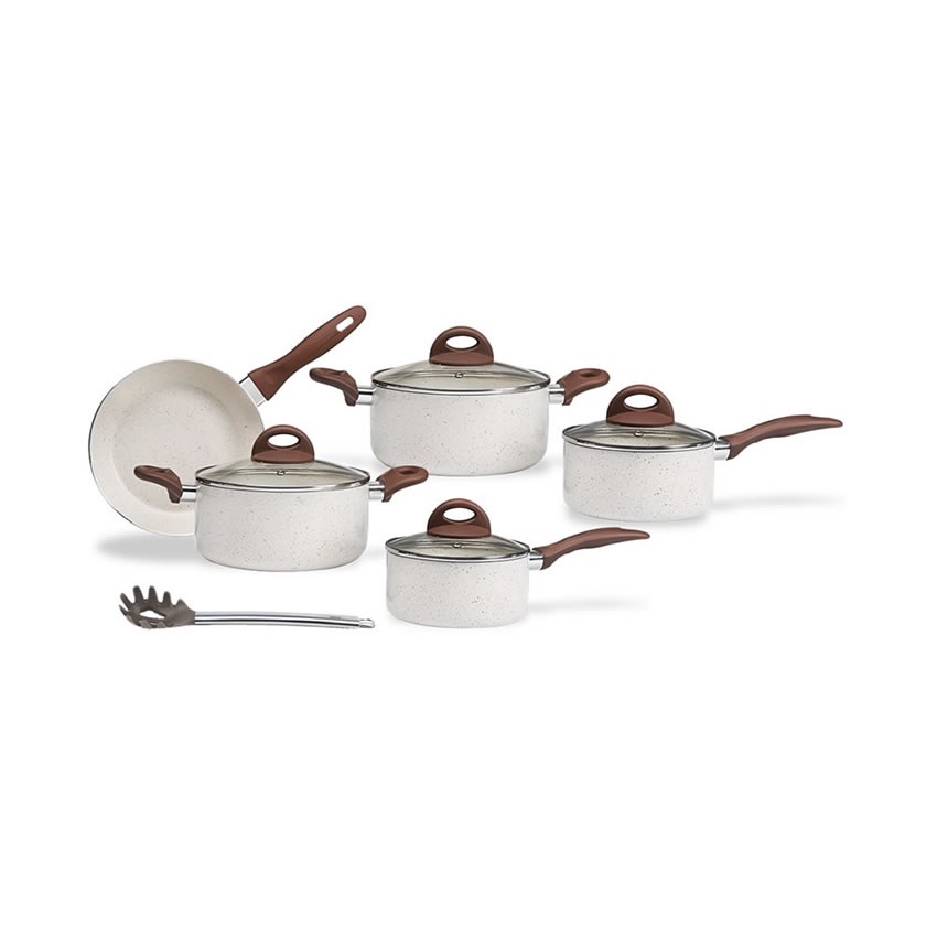 Jogo de Panelas Antiaderente Brinox Indução Granada Vanilla 5 Peças + Pegador de Massa em Oferta na Shopee