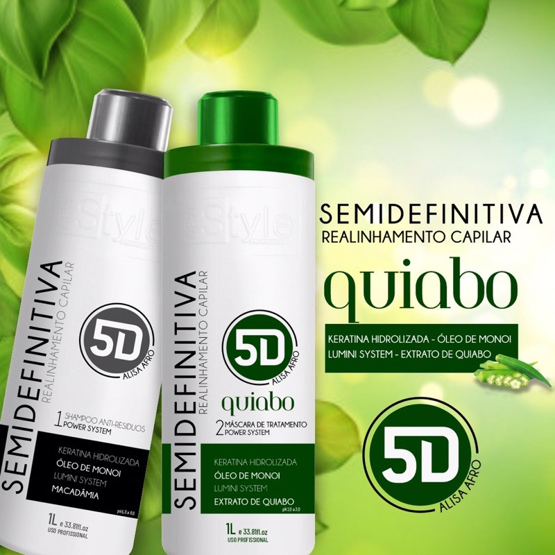 PROGRESSIVA SEMI DEFINITIVA 5D ALISA AFRO QUIABO EFEITO SURPREENDENTE 2x1000ML MEW STYLE