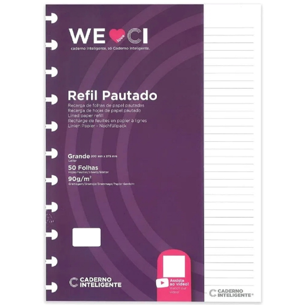 Refil Pautado Grande Para Caderno Inteligente Com 50 Folhas em Oferta na Shopee