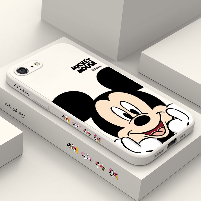Capa De Celular Para IPhone 8 7 6 6S Plus SE 2020 Face Lifting Mous Padrão Lateral De Silicone Líquido