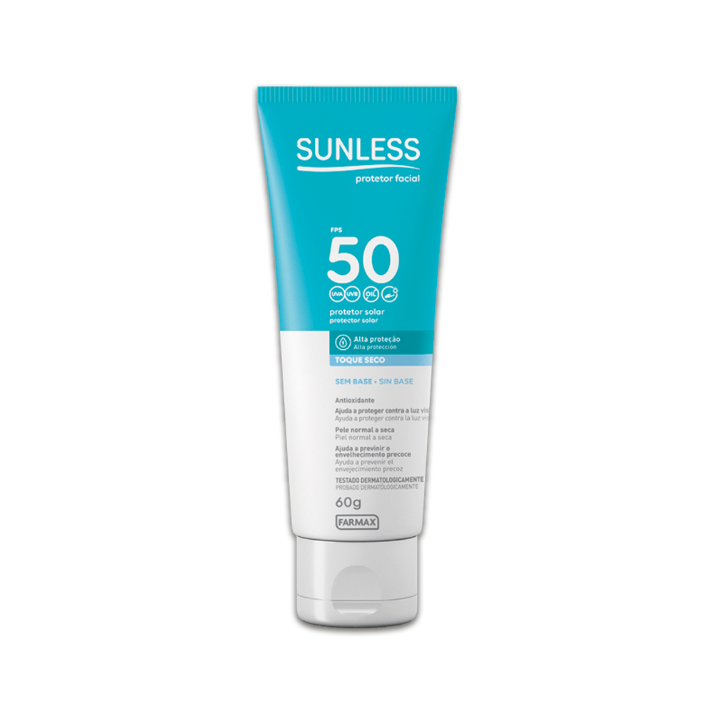 Protetor Solar Facial Sunless Sem Cor FPS50 60g - Farmax