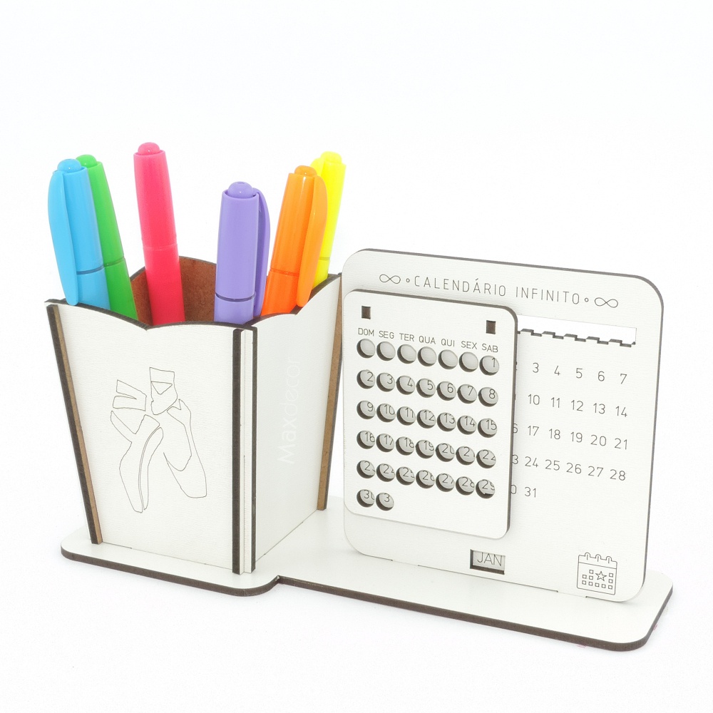 5 Calendário Infinito e Porta Lápis Personalizado Mdf - Dança