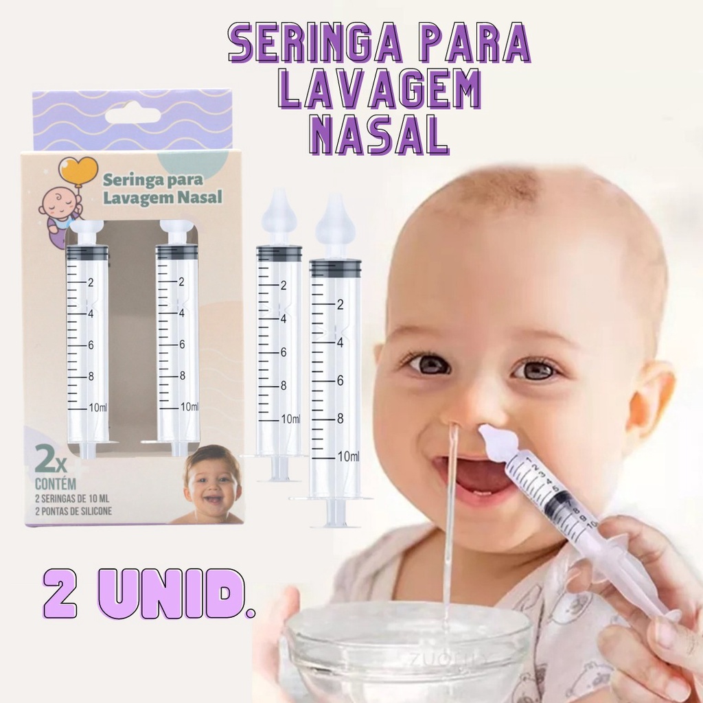 Seringa Nasal Infantil Limpeza Do Nariz 10 mL 2 unidades Com Ponta de  Silicone - Escorrega o Preço