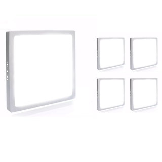 Kit 5 Painel Plafon 18w Led Quadrado Teto Sobrepor Branco Quente Decoração Casa Loja