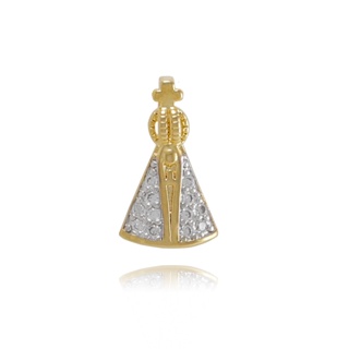 Pingente de nossa senhora aparecida feminino pequeno folheado a ouro semi jóia em Oferta na Shopee
