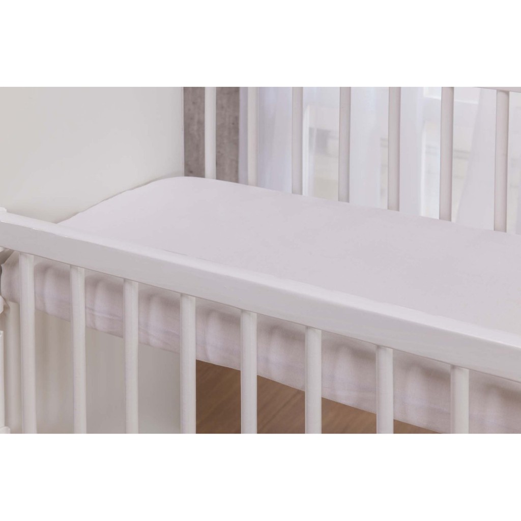 Lençol com elastico para Mini Berço todo branco 100% Algodão