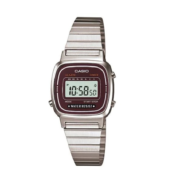 Relógio Feminino Casio Vintage Retrô Digital  Prata Original Presente Moda  Aniversário LA670WA-4DF em Oferta na Shopee