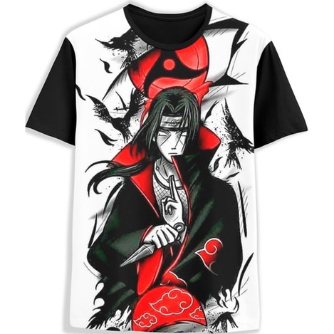 Camiseta Anime Naruto Akatsuki Nuvem Vermelha Blusa Branca