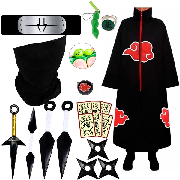 Roupa Naruto Akatsuki Kit Bandana Kakuzu Com Chaveiro Pop It