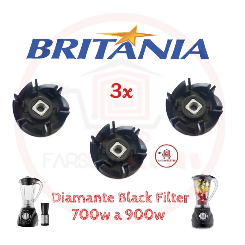 Arraste do Copo 3 Peças Liquidificador Britania Diamante Black Original
