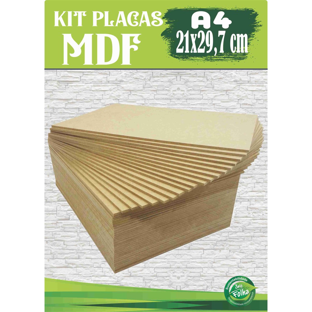 Placa de MDF tamanho A4 21x29,7 Sulfite 3mm