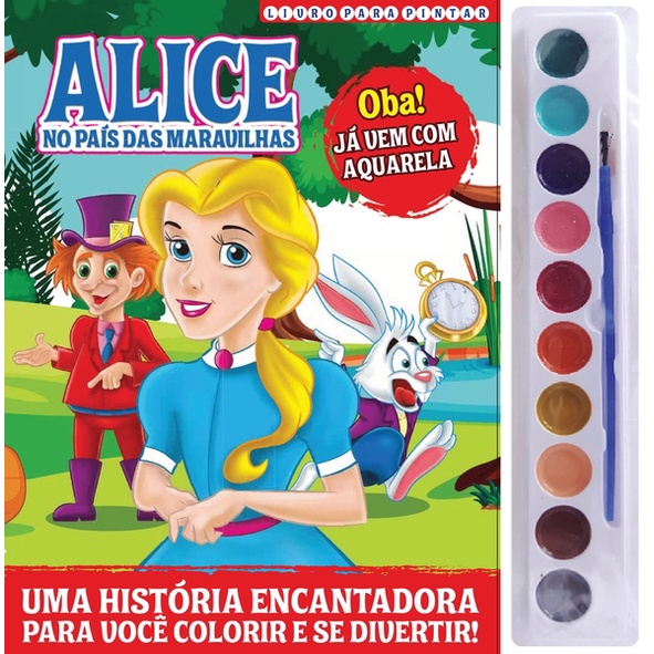 Alice no país das Maravilhas Livro para Pintar com Aquarela em Oferta na Shopee