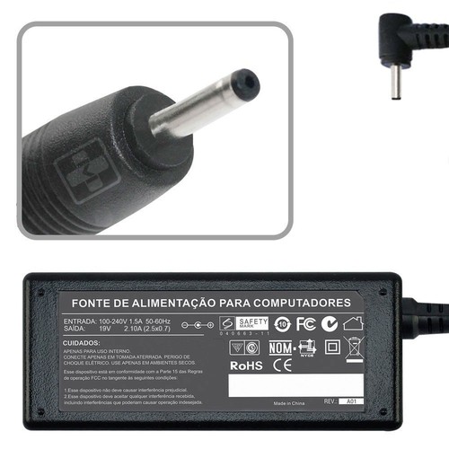 Fonte Carregador Netbook Asus Eee Pc Eepc Pino Agulha 19v 2,1a (2,5*0,7)