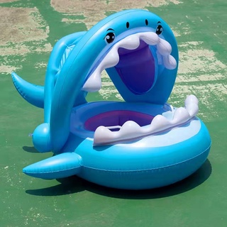 Boia Bote de Tubarão para Bebe Baby Boat Inflável Moda Verão