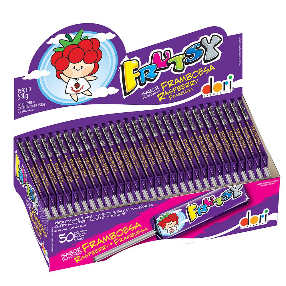 Pirulito Mastigável Frutsy Framboesa C/50 Unidades Dori em Oferta na Shopee