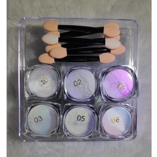 Pó De Sereia Decoração De Unhas Asa de Borboleta Nail Art Glitter Em Pó Acrigel 6 Potinhos