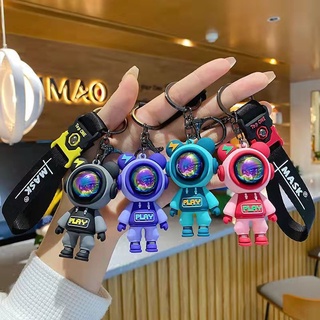 Relâmpago Urso Dos Desenhos Animados Chaveiro Bonito Astronauta Boneca Saco Pingente De Armazenamento De Carro Casal Criativo Charme Acessórios