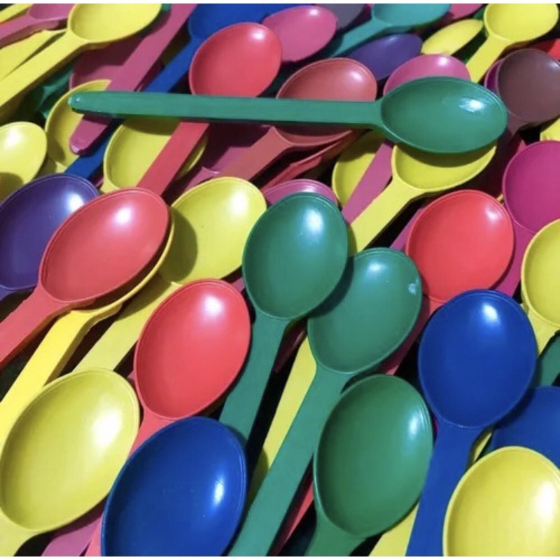 100 Colher de Sobremesa Reforçada Sorvete Bolo Plastico colorida// em Oferta na Shopee