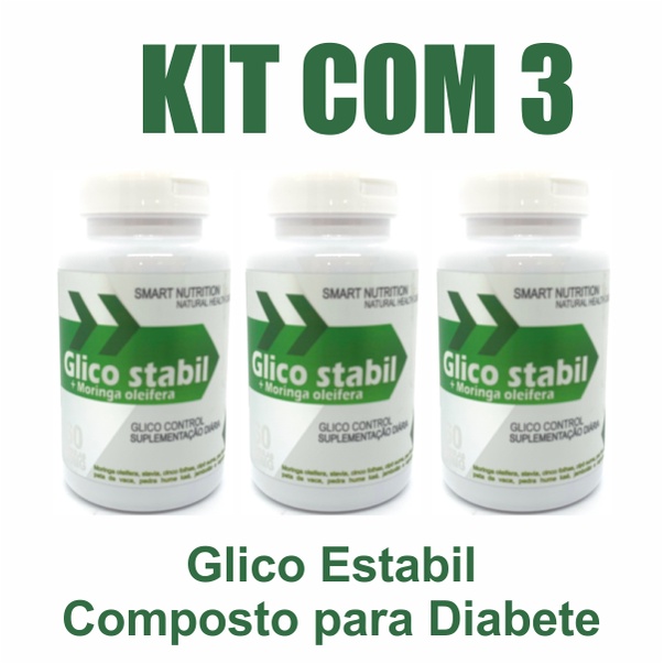 KIT COM 3 - Insulina Natural - Glico Stabil + Moringa, Composto para Diabetes - Controle de Glicemia Envio Hoje