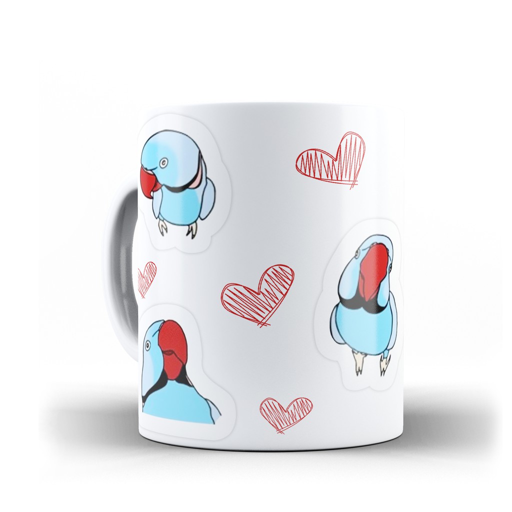 Caneca ring neck azul pet amo pet amo pássaros Periquito-de-colar