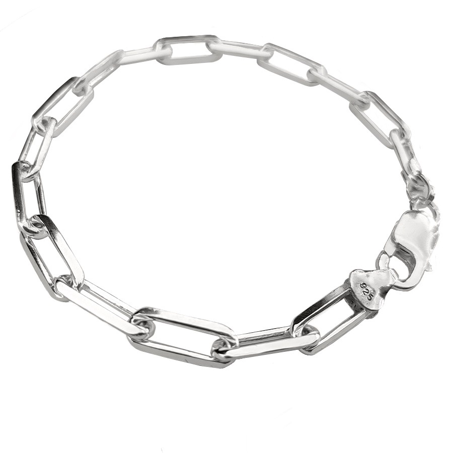 Pulseira Masculina Prata 925 Cadeado Longo Italiana 5mm em Oferta na Shopee