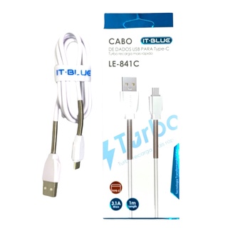 Cabo USB Turbo 1 Metro Recarga Rápida 3.1A V8 MicroUSB, iPhone, Tipo C