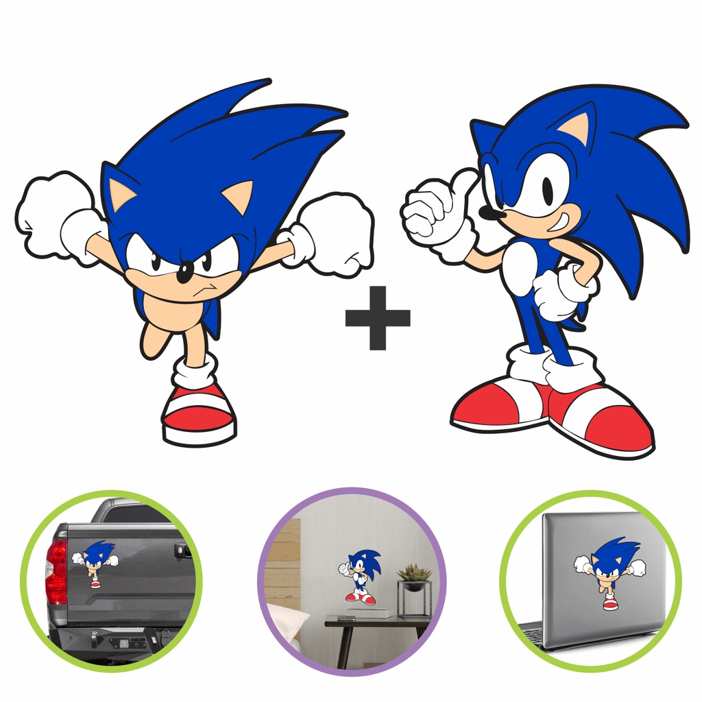 Adesivo Para Carro Sonic 2Un Acessórios Automotivo Stickers Gamer Geek Nerd Moto Ouriço Azul Parabrisa