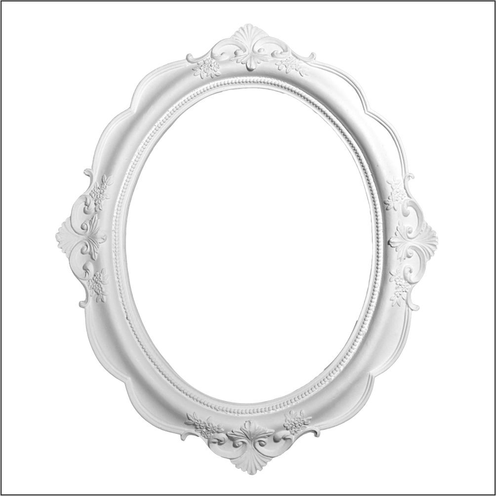 Moldura resina cru oval com fundo em mdf 3 mm 31x26