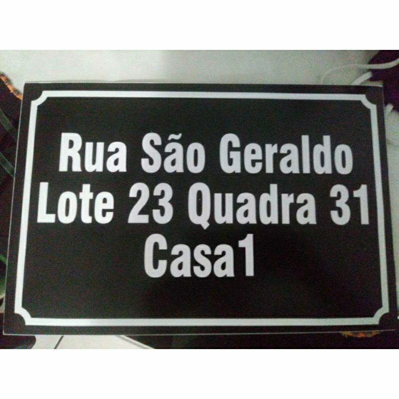 Placa De Endereço 30x20cm  / Fundo Preto