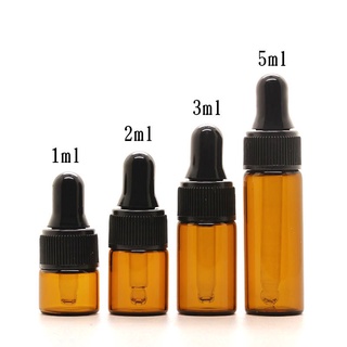 10 Peças 1ml 2ml 3ml 5ml Garrafas Conta-Gotas De Vidro Âmbar Mini Frascos Frasco De Amostra Pequena Com