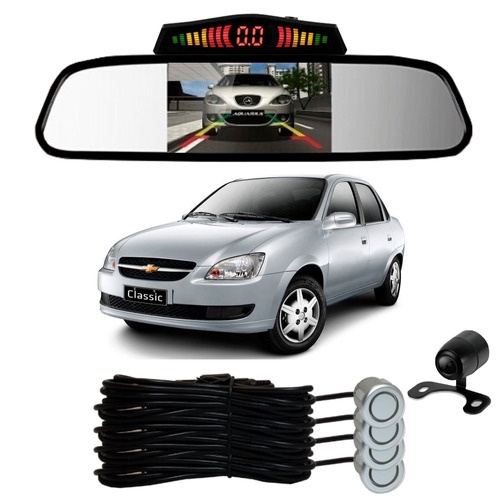 Sensor De Ré + Espelho Camera Ré Chevrolet Corsa Prata em Oferta na Shopee
