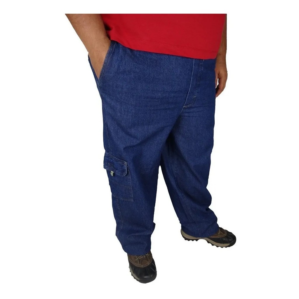Calça Jeans Cos Elastico Masculina Plus Size Cargo tamanho Grande