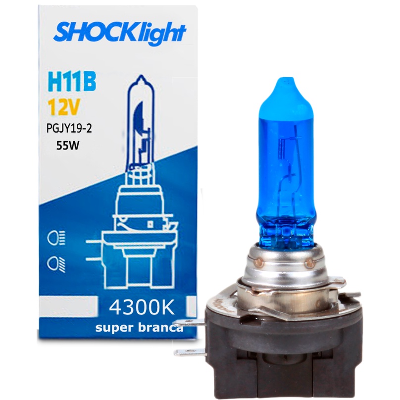 Lâmpada Super Branca H11B 8500K 55W PGJY19-2 - Schocklight em Oferta na Shopee