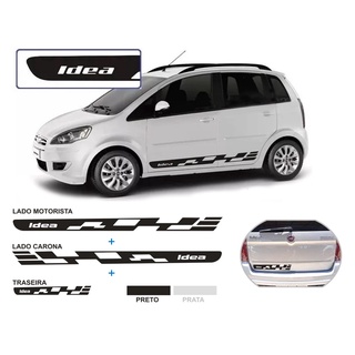 Adesivos Faixas Laterais e Traseira Fiat Idea Kit Completo 3 peças