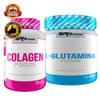 Kit L-Glutamina 300g + Colágeno Pink Colagen 100 Cápsulas - BRNFOODS
