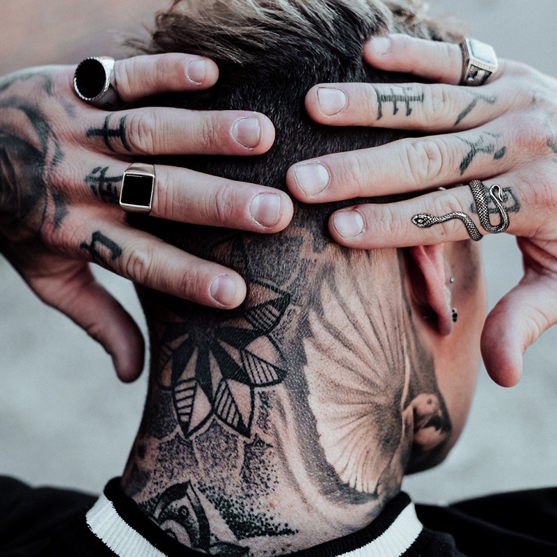 Vnox Anel Masculino De Prata Com Pedras Preciosas Pretas em Oferta na Shopee