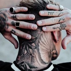 Vnox Anel Masculino De Prata Com Pedras Preciosas Pretas