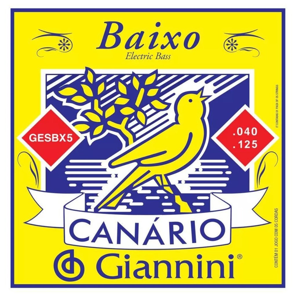 Encordoamento Jogo de Cordas Contra Baixo Giannini Canário 5 Cordas