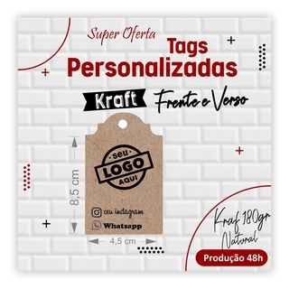 Tags Personalizadas - Frente e Verso 100un