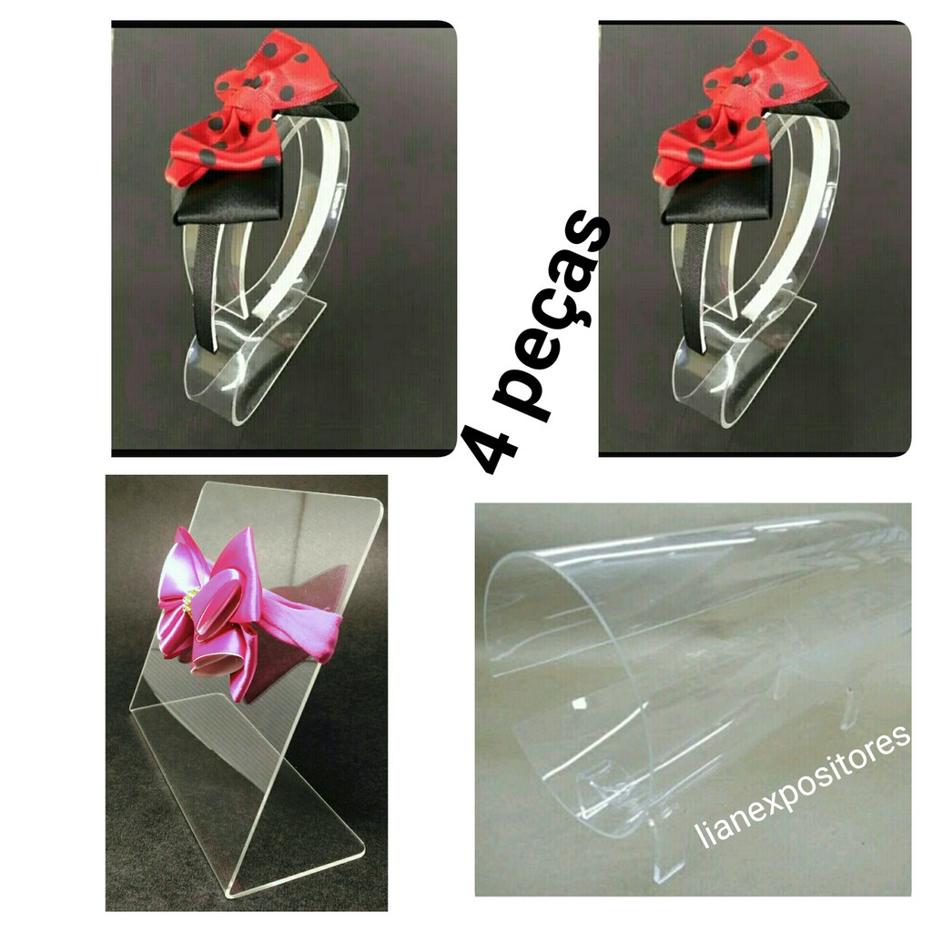porta tiara / porta faixa / 2 tiara individual ( kit com 4 peças ) suporte organizador expositor em acrílico
