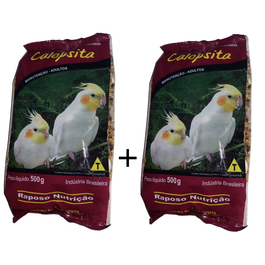 2 Pct Ração Para Calopsita 500gr - Alimento Completo - Raposo Nutrição