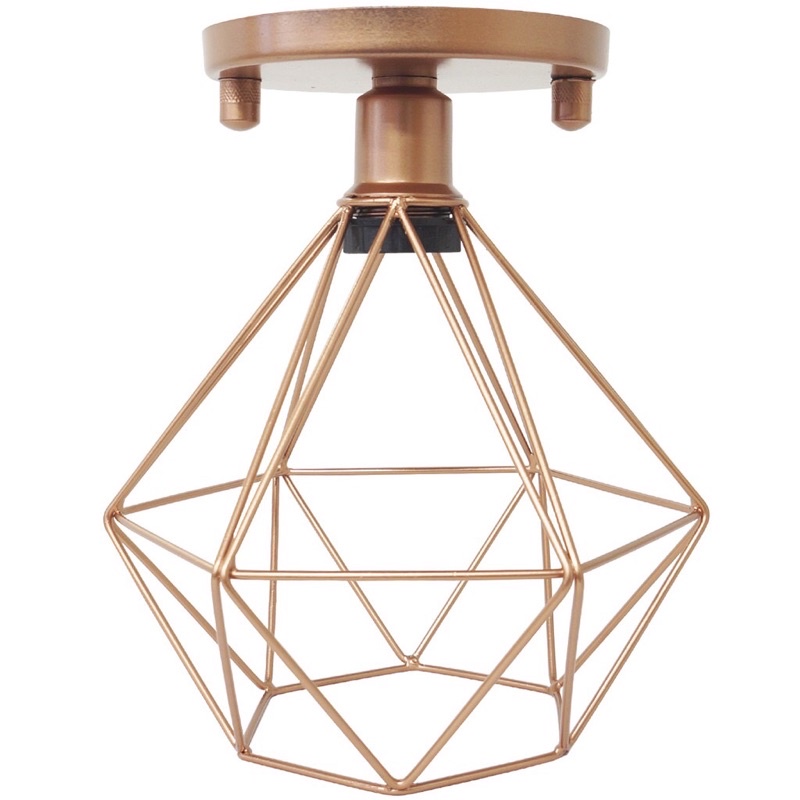 Lustre Teto Plafon Industrial Aramado Diamante Retrô Luminária Sobrepor Vintage