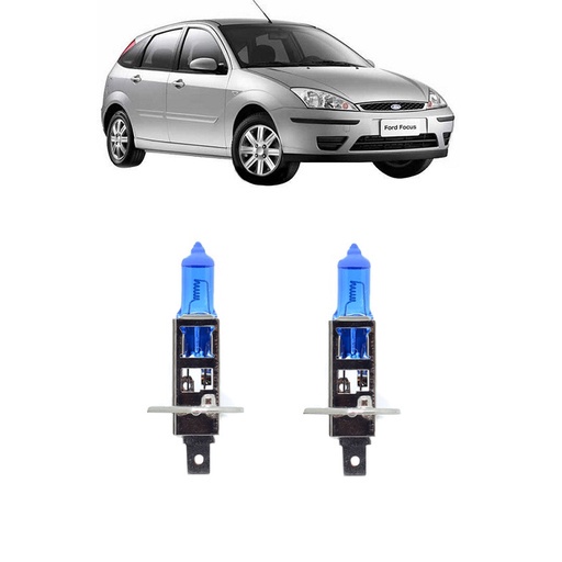 Par Lampada Super Branca Farol Alto Focus 2004 2005 2006 2007 2008 8500k H1