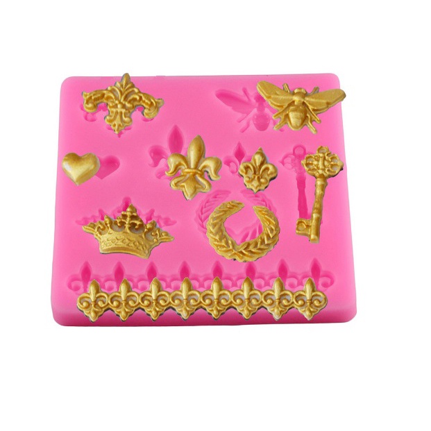 Molde de Silicone Mini Arabescos - Chave, Flor de Lis, Abelha, Coroa para Artesanato e Confeitaria