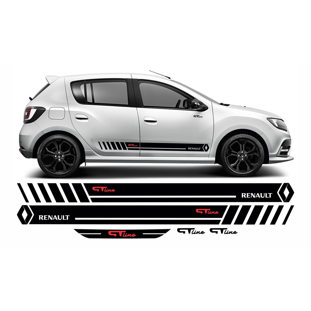 Kit 5 Adesivo Faixa Lateral Renault Sandero Gt Line Sport Tuning