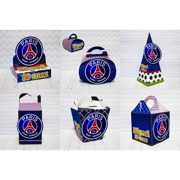 Kit Caixinhas Lembrancinha Personalizada FUTEBOL PSG Aniversário Festa Infantil