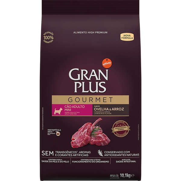 Ração GranPlus Gourmet Ovelha & Arroz para Cães Adultos Raças Mini 10 KG em Oferta na Shopee